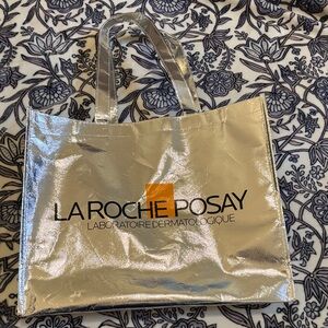 La Roche-Posay Metallic Silver Logo Tote